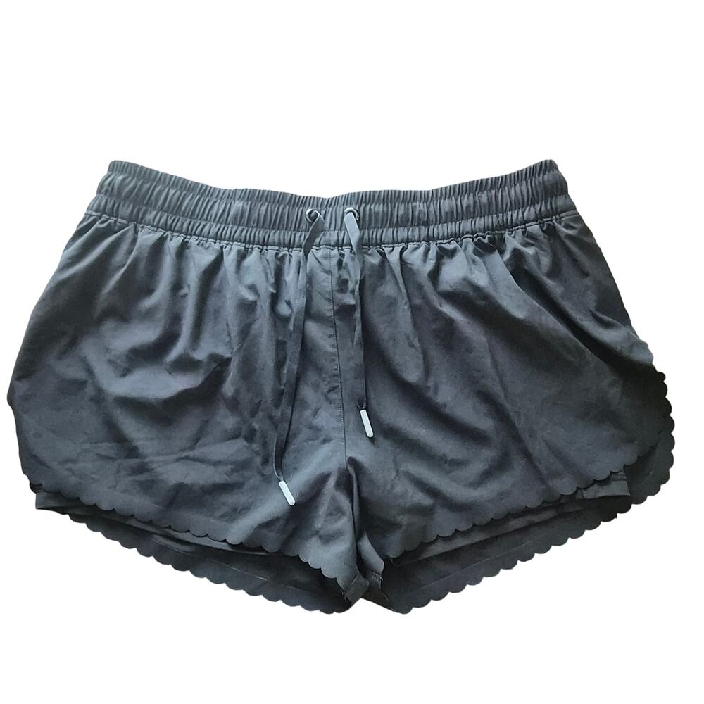 Running Shorts Black Scalloped Victoria Sport Athletic Sz L